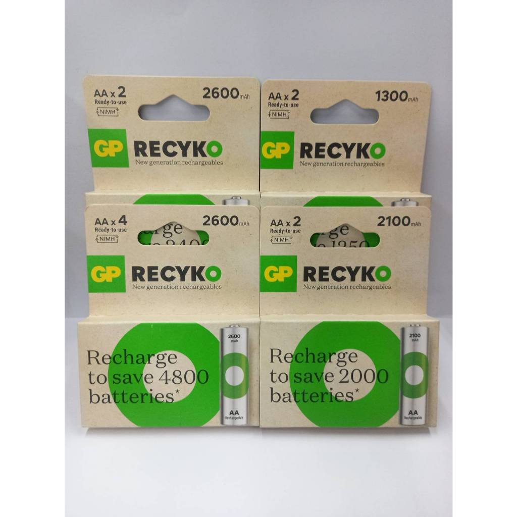 ถ่านชาร์จ GP Recyko Recharge AA , AAA แพ็คเกจใหม่ล่าสุด.