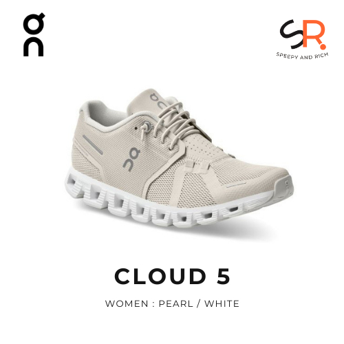 On Cloud 5 สีครีม (ผู้หญิง) Pearl/White