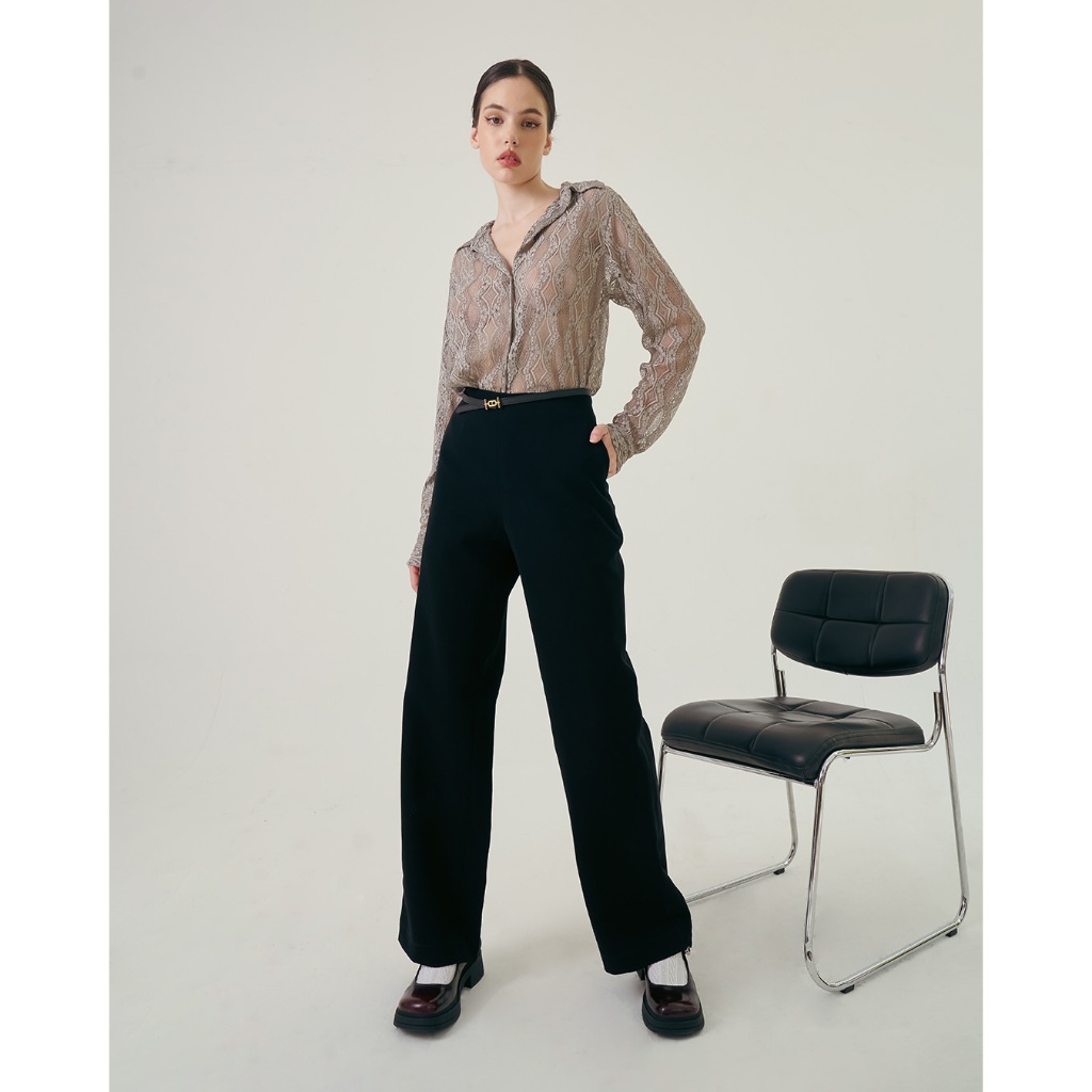 Patcha.co - Ivy high-waist trousers - black กางเกงขายาวเอวสูงสีดำ - PCCB017