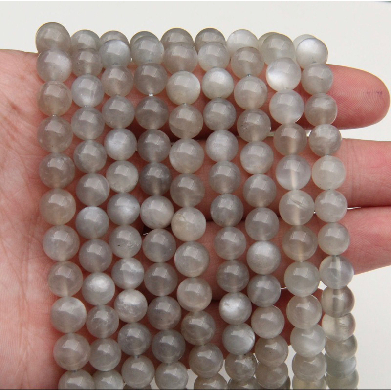 Natural Gray Moonstone Round Beads,Polish Round Stone Beads,6mm 8mm  10 mm Round Beads,Jewelry Loose