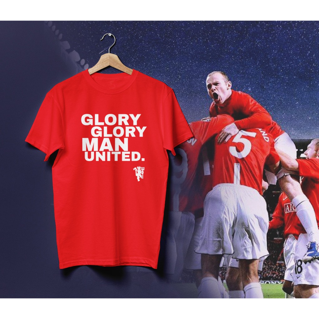 เสื้อยืดGlory Glory Man United สโลแกนทีม แมนยู Manchester united ผีแดง ปีศาจแดง มี 3 สี ดำ แดง ขาว