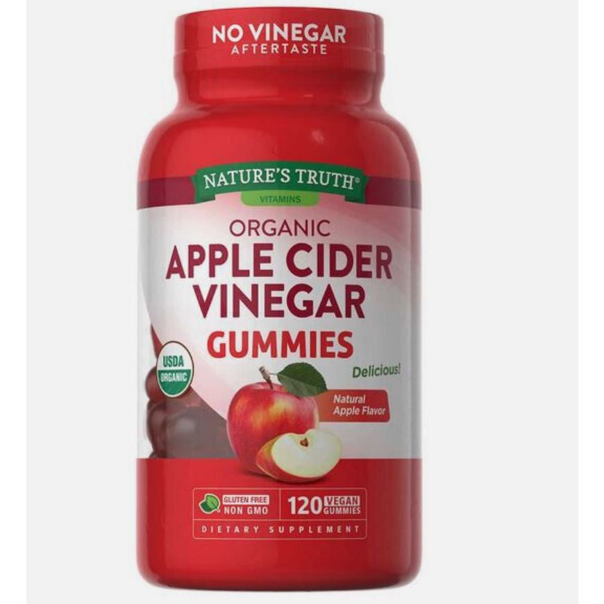 (ส่งออกภายในวัน(สั่งก่อนบ่าย3)) Nature's Truth Apple Cider Vinegar (Organic) (Natural Apple), 120 Vegan Gummies / Gummy