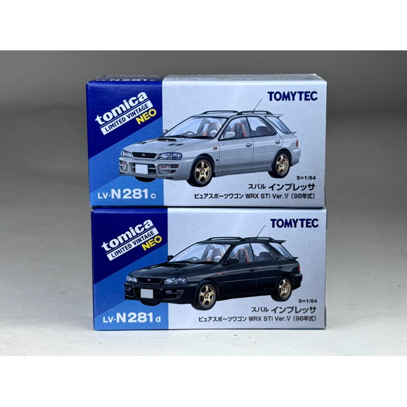 TSubaru Impreza Pure Sports Wagon WRX STi Ver.V (Silver) 1998 model LV-N281c + LV-N281d Scale 1:64 ยี่ห้อ Tomytec