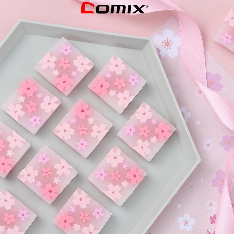 Comix B2564 ยางลบลายแฟนซี ยางลบดินสอ ยางลบงานศิลปะ ยางลบสี่เหลี่ยม PVC ยางลบลายซากุระ