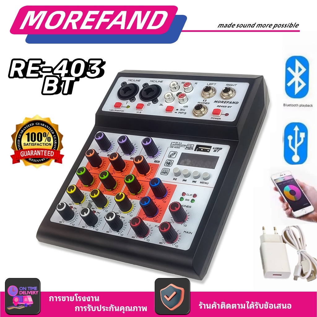 Audio Mixer เครื่องผสมเสียงเกมมิ่งสตรีมมิ่ง ที่มีพอร์ตไมโครโฟน XLR ตัวควบคุมส่วนบุคคลปุ่มปรับระดับเสียงปุ่มเงียบ 12V