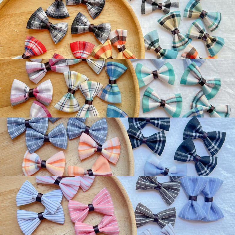 โบว์ผ้าลายสก๊อตลายจุด ขนาด 4 cm 20 ชิ้น