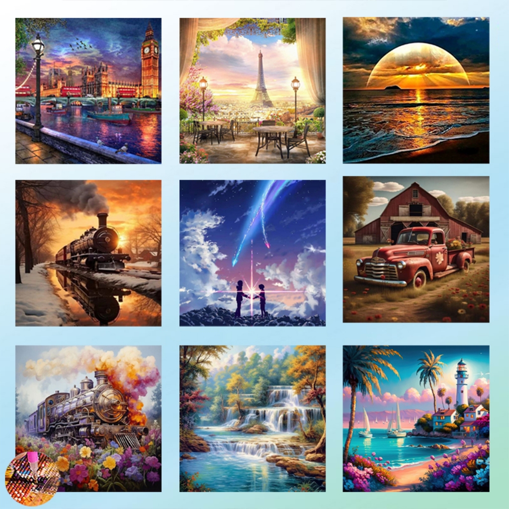 Diamond Painting 5D DIY วิวคลาสสิค ครอสติสคริสตัล 5 มิติ ปักครอสติส ภาพติดเพชร ตกแต่งผนัง รูปภาพ ขนา