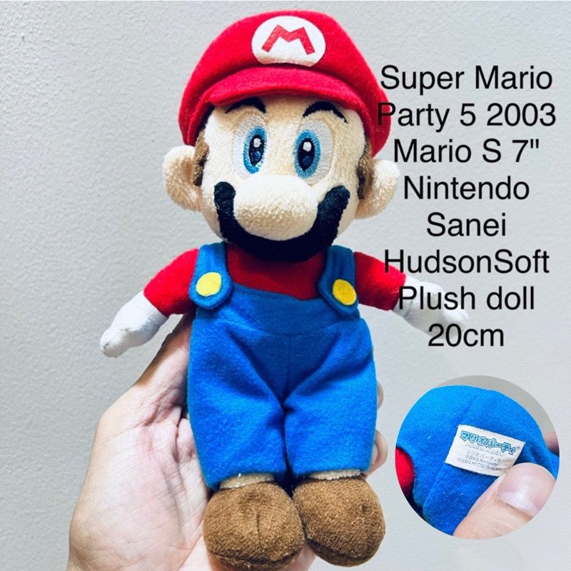 ตุ๊กตา ซุปเปอร์มารีโอ้ งานแรร์ Super Mario Party 5 2003 Mario S 7" Nintendo Sanei Hudson Soft Plush doll สภาพสมบูรณ์