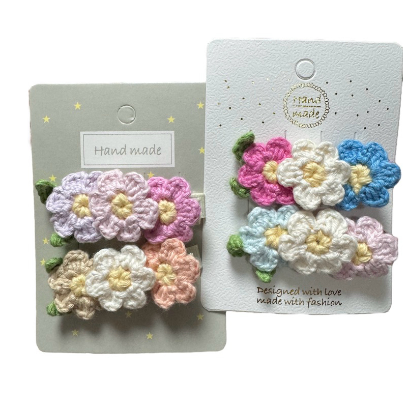 กิ๊บติดผม กิ๊บดอกไม้ โครเชต์ ไหมคอตตอนธรรมชาติ งานทำมือ handmade (สีใหม่)