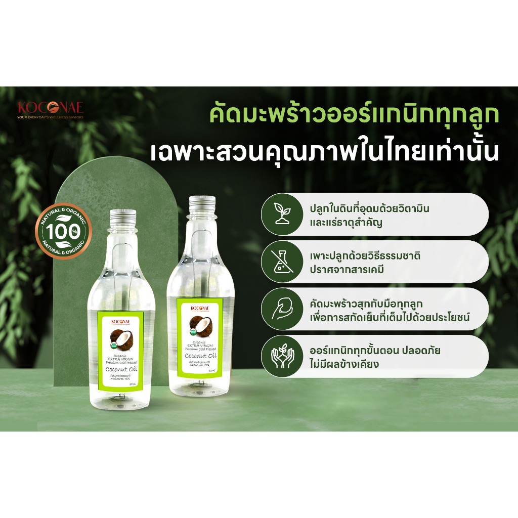 น้ำมันมะพร้าวสกัดเย็น Koconae โคโคเน่น้ำมันมะพร้าวน้ำหอมธรรมชาติ 500ml และ 1 ลิตร - รูปที่ 5