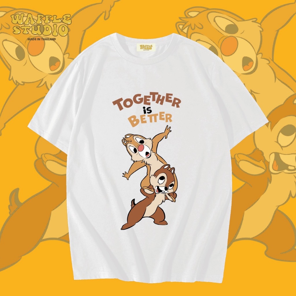 [ ส่งฟรี ] WS0088 เสื้อยืดโอเวอร์ไซส์ เสื้อยืดเกาหลี ผ้าคอตตอน100% เสื้อยืด Chip&Dale ชิพกะเดล ชิพมั้ง WAFFLE STUDIO