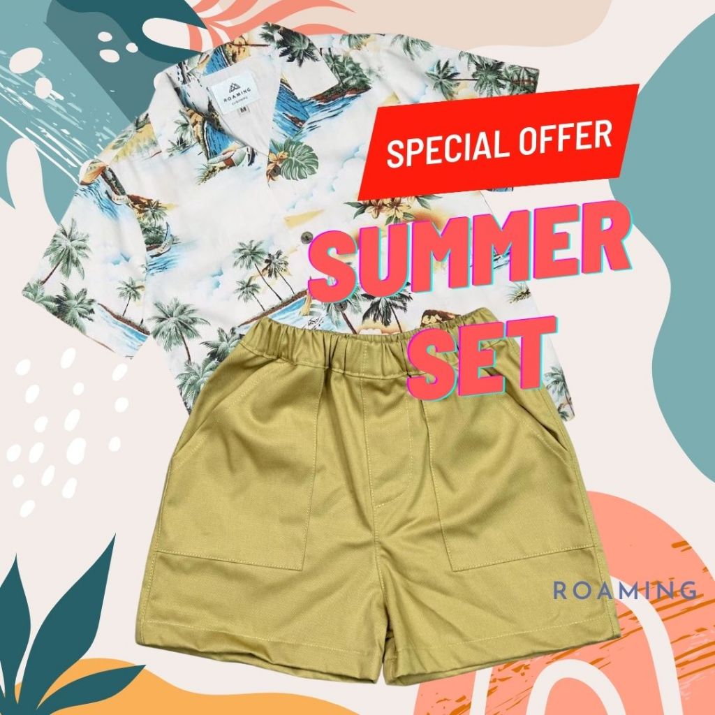 ชุดเซ็ทเด็ก Summer set เสื้อฮาวาย กางเกงลำลอง สีสันสดใส ใส่ได้ทั้งผู้ชาย ผู้หญิง - รูปที่ 2