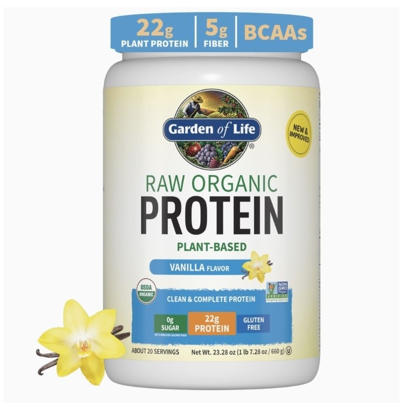 Garden of Life, RAW Organic Protein, Organic Plant Formula, Vanilla, 21.86 oz (620 g) โปรตีนทดแทนมื้ออาหาร