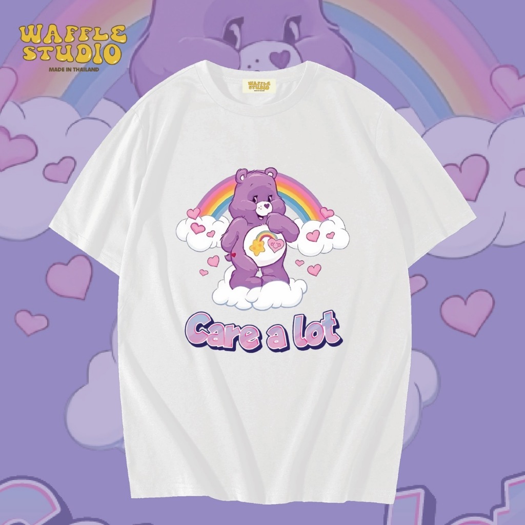[ ส่งฟรี ] WS0092 เสื้อยืดโอเวอร์ไซส์ เสื้อยืดเกาหลี ผ้าคอตตอน100% เสื้อยืด Carebear แคร์แบร์ WAFFLE STUDIO