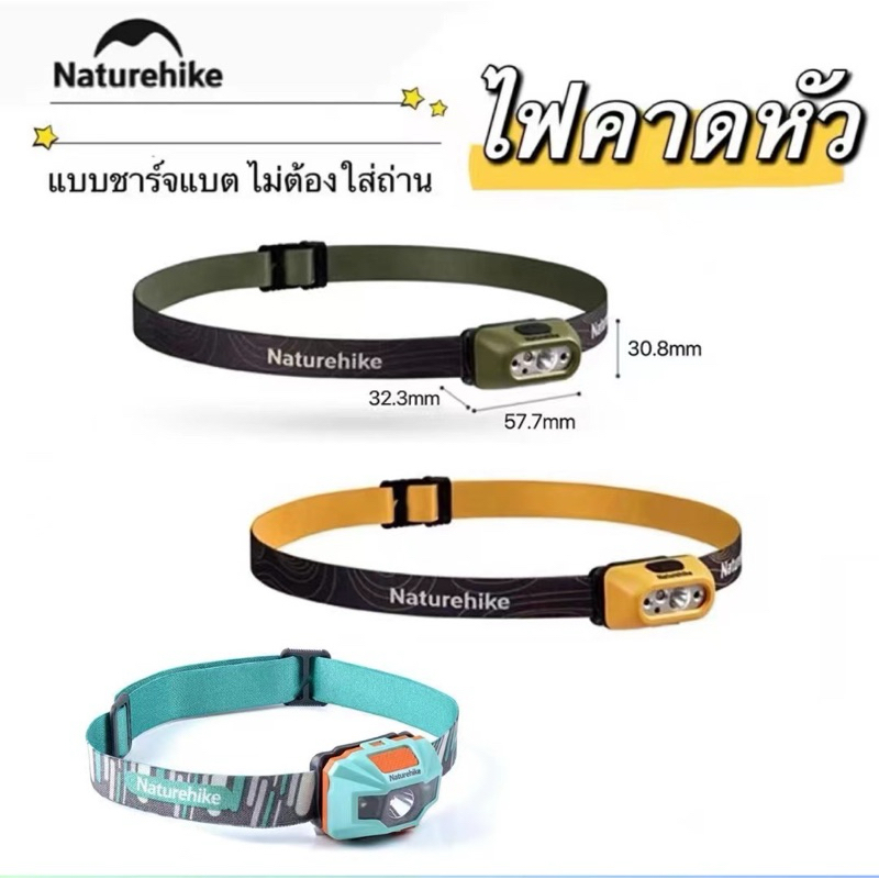 พร้อมส่ง Naturehike ไฟคาดหัว ความสว่างสูงสุด 200lm ชาร์ตแบตเตอรี่ มีเซ็นเซอร์เปิดปิดได้ กันน้ำ IP65