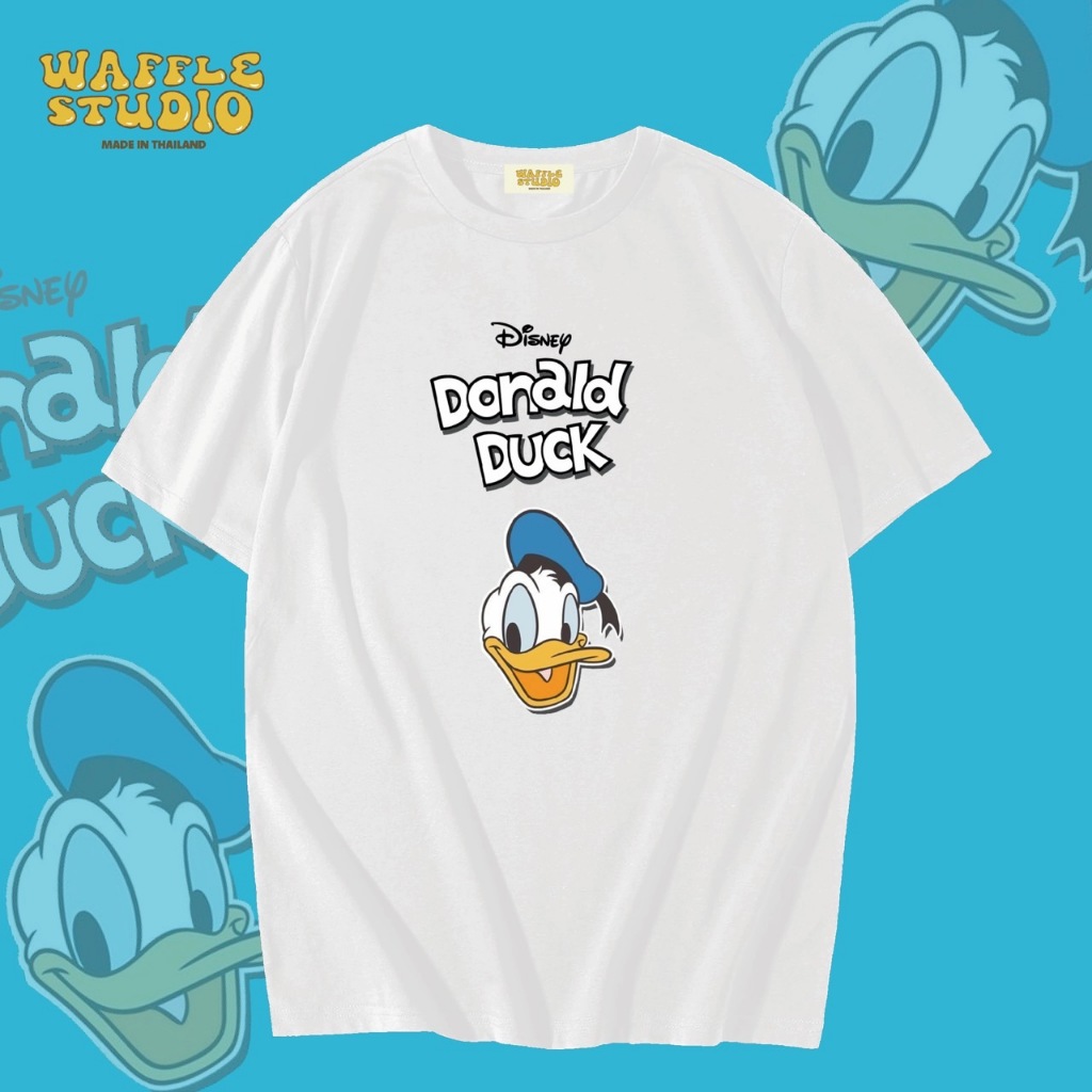 [ ส่งฟรี ] WS0103 เสื้อยืดโอเวอร์ไซส์ เสื้อยืดเกาหลี ผ้าคอตตอน100% เสื้อยืด โดนัลดักส์ Donald Duck WAFFLE STUDIO