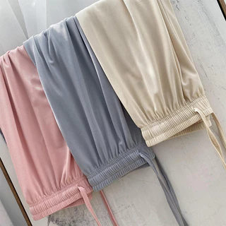BIS กางเกงผู้หญิงทันสมัย กางเกงขายาวผู้หญิง สีพื้น ผ้าร่องZARA เนื้อผ้านิ่ม สะดวกสบายและระบายอากาศได้ดี สาวอวบใส่ได้