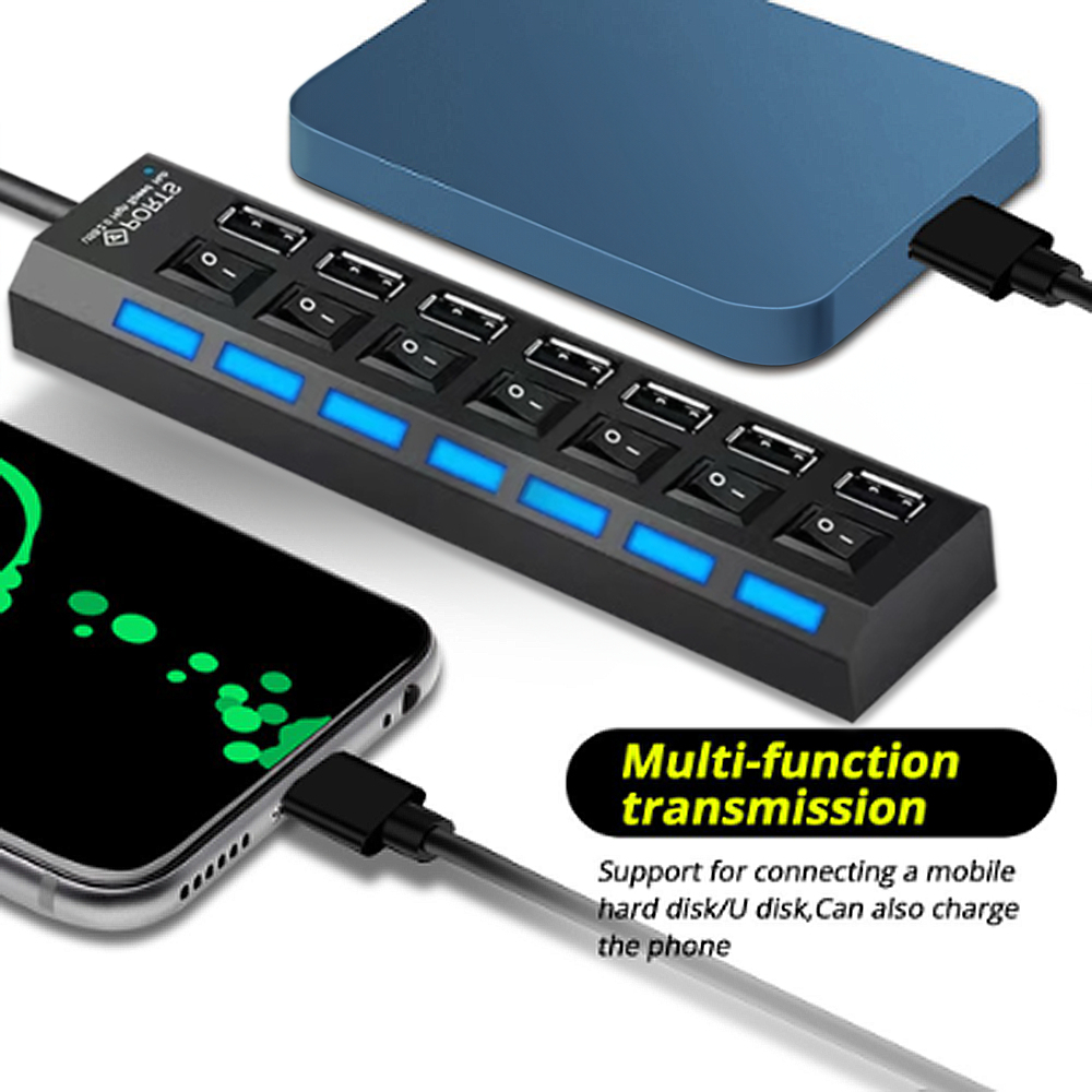7 port ฮับความเร็วสูง USB 3.0 MultiHUB คอมพิวเตอร์การถ่ายโอนข้อมูลอุปกรณ์ชาร์จ