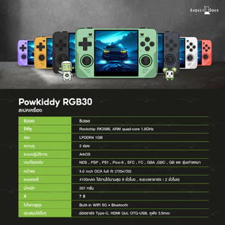 [Clearance Sale] Powkiddy RGB30 เครื่องเกมพกพา ทรงน่ารัก หน้าจอ 4 นิ้ว สัดส่วน 1:1 รองรับเกม NDS N64 PS1 PSP