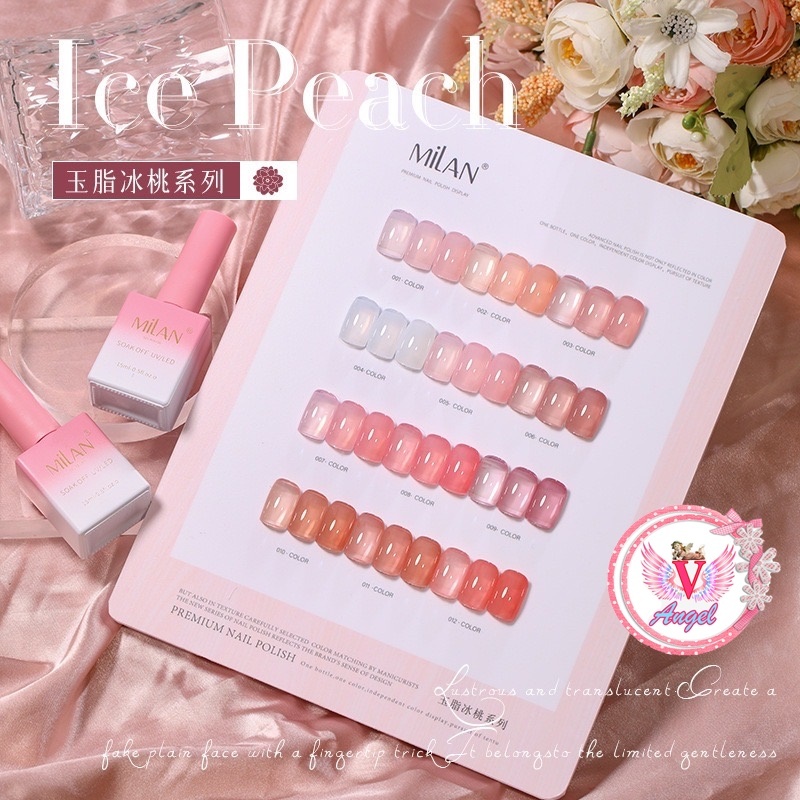 สีเจลไซรัป Milan โทนชมพู สีพีช Ice Peach 12 สี ขนาด 15ml.
