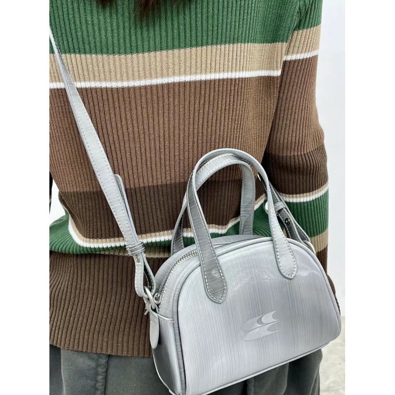 🩶พร้อมส่ง🛒 CRYING CENTER SILVER RETRO BOSTON BAG