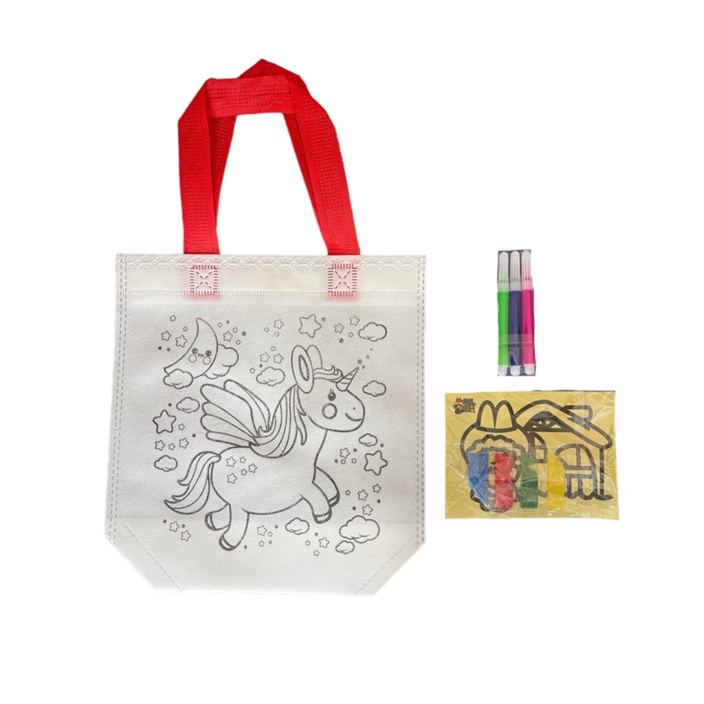 ของเล่น กระเป๋าระบายสี+โรยทราย มีลายหน้า-หลัง ขนาด 22*23.5ซม. (ราคา 120บาท ได้ 12ชิ้น) คละเเบบ