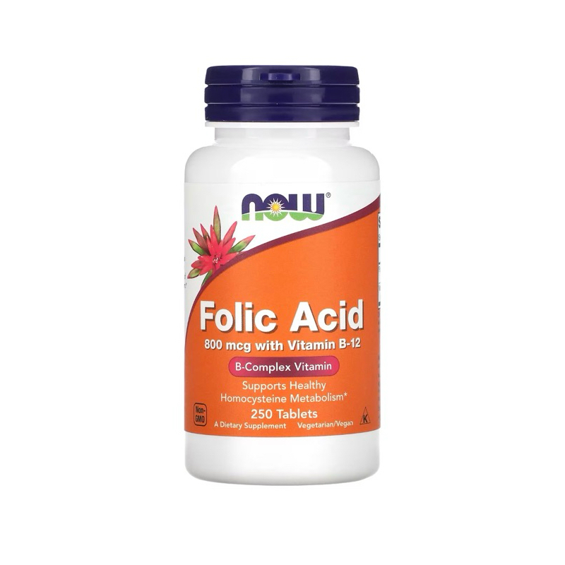 Now Foods Folic Acid with Vitamin B-12 800 mcg 250 Tablets