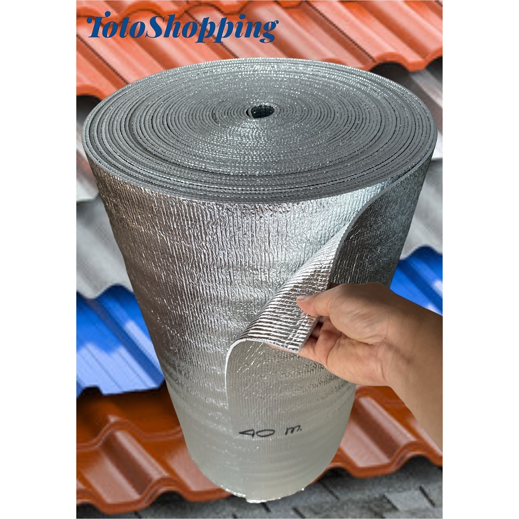 ฉนวนพีอีเคลือบฟอยล์2ด้าน.หนา3mm.กว้าง90cm.ยาว25-40m.สามารถเลือกความยาวไดInsulation Epe Foam 2 sides 