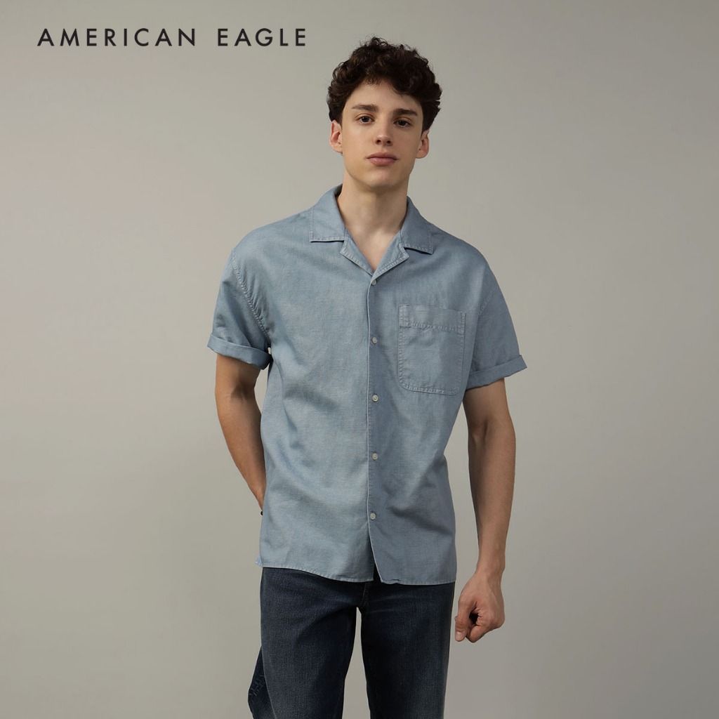 American Eagle Button-Up Poolside Shirt เสื้อเชิ้ต ผู้ชาย แขนสั้น (EMSH 015-2520-401)