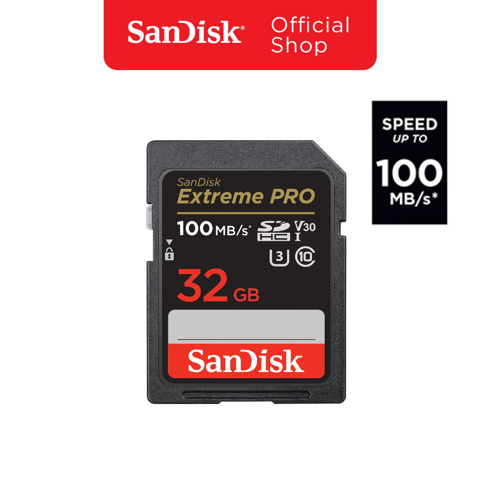SANDISK EXTREME PRO SDHC UHS-I CARD 32GB (SDSDXXO-032G-GN4IN) ความเร็ว อ่าน 100MB/s เขียน 90MB/s