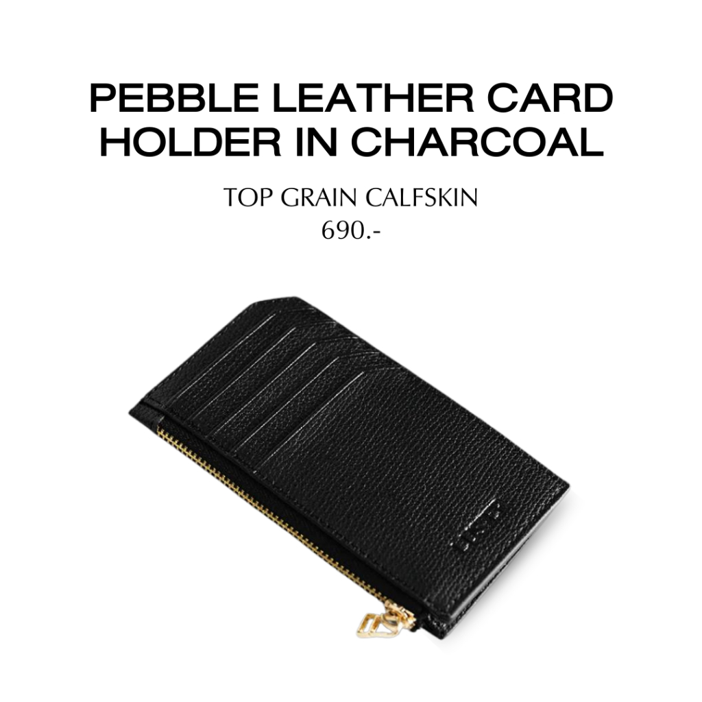 [กระเป๋าใส่นามบัตรและเหรียญ] [หนังแท้] Pebble Leather Card Holder
