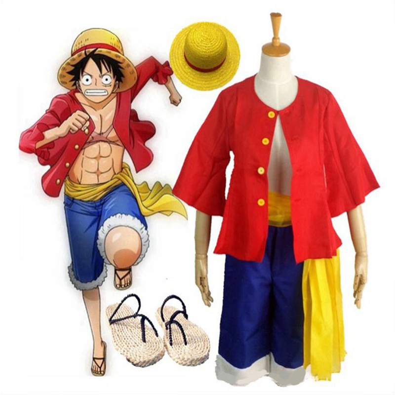 ONE PIECE Monkey D. Luffyการเคลื่อนไหวบ ทบาท costume รองเท้า และหมวก