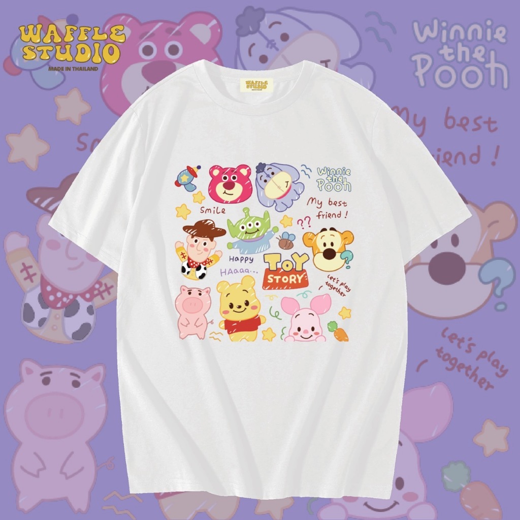 [ ส่งฟรี ] WS0003 เสื้อยืดโอเวอร์ไซส์ เสื้อยืดเกาหลี ผ้าคอตตอน100% เสื้อยืด ทอยสตอรี่ Toystory WAFFLE STUDIO