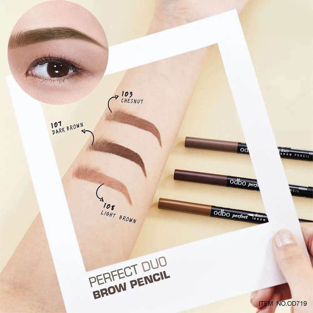 NICOO 2 in 1ดินสอเขียนคิ้ว แต่งหน้า ดูเป็นธรรมชาติ ติดทนนาน ไม่ซีดจาง กันน้ำ สีชัด เขียนง่าย ใช้ระบายสีคิ้ว เป็นธรรมชาต