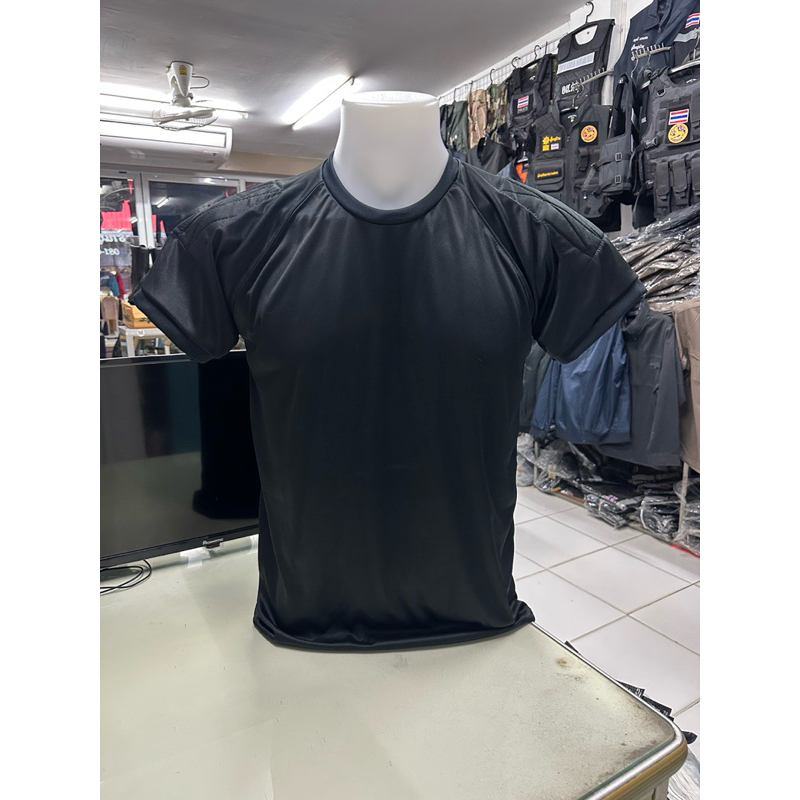 เสื้อแขนสั้นบุไหล่สีดำล้วน - รูปที่ 3