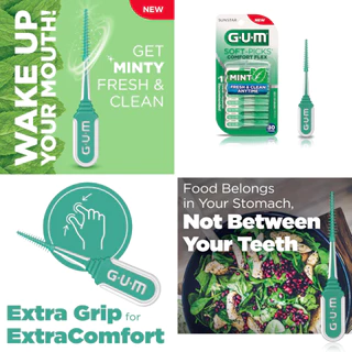 GUM Soft-Picks Original, Advanced, Comfort Mint, Wider Spaces ไม้จิ้มฟันแบบนุ่ม พร้อมกล่องใส่สำหรับพกพา กัม ซอฟท์พิคส์