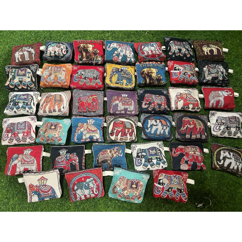 กระเป๋าใส่สตางค์ ใส่เหรียญ  ขาย 12 ใบ คละลายช้างน่ารักๆ  ของที่ระลึก/ของชำร่วย