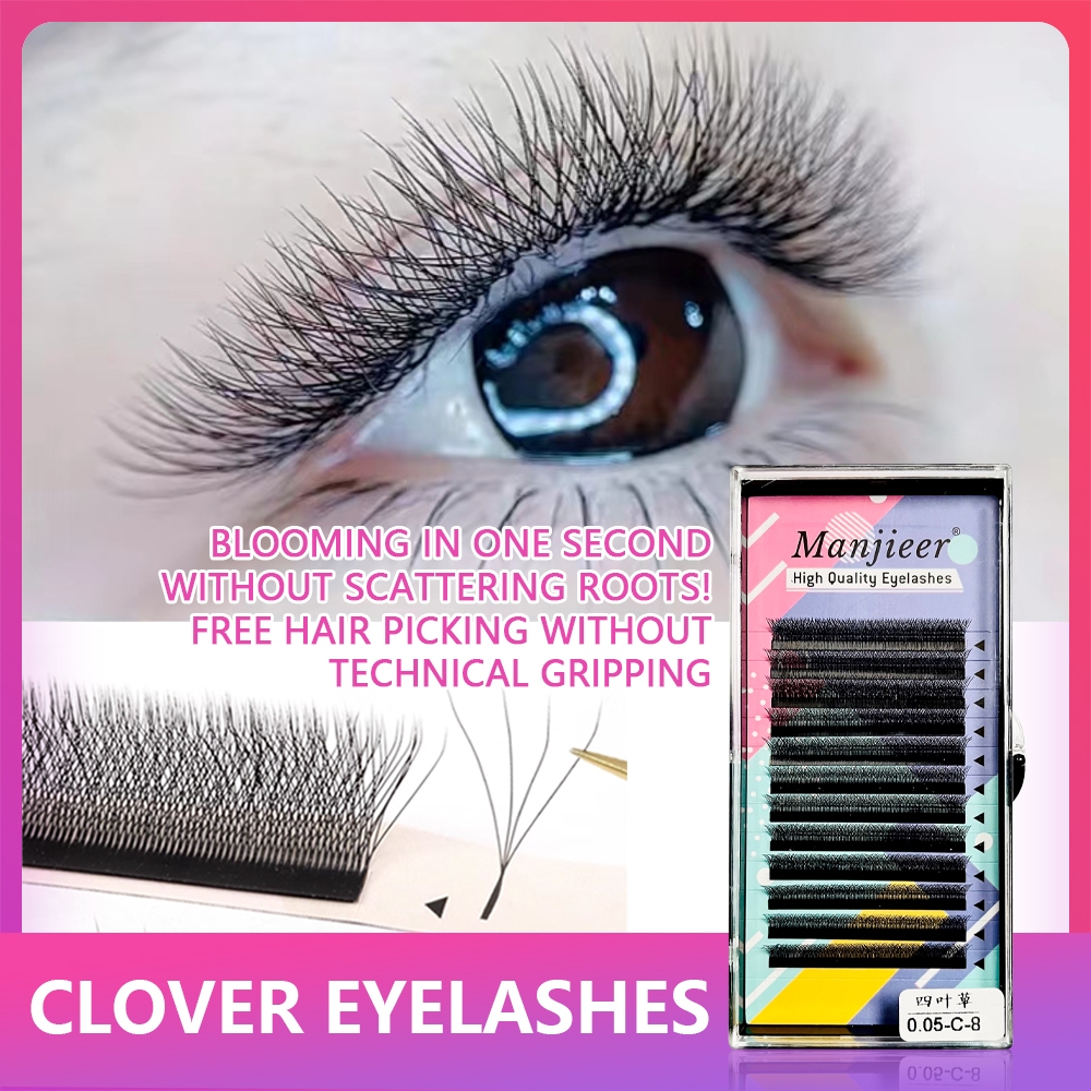 Wขนตาปลอม clover 0.05 สี่แฉก หนาธรรมชาติ Four-Leaf Clover Eyelash Extension Premium Materials Hand