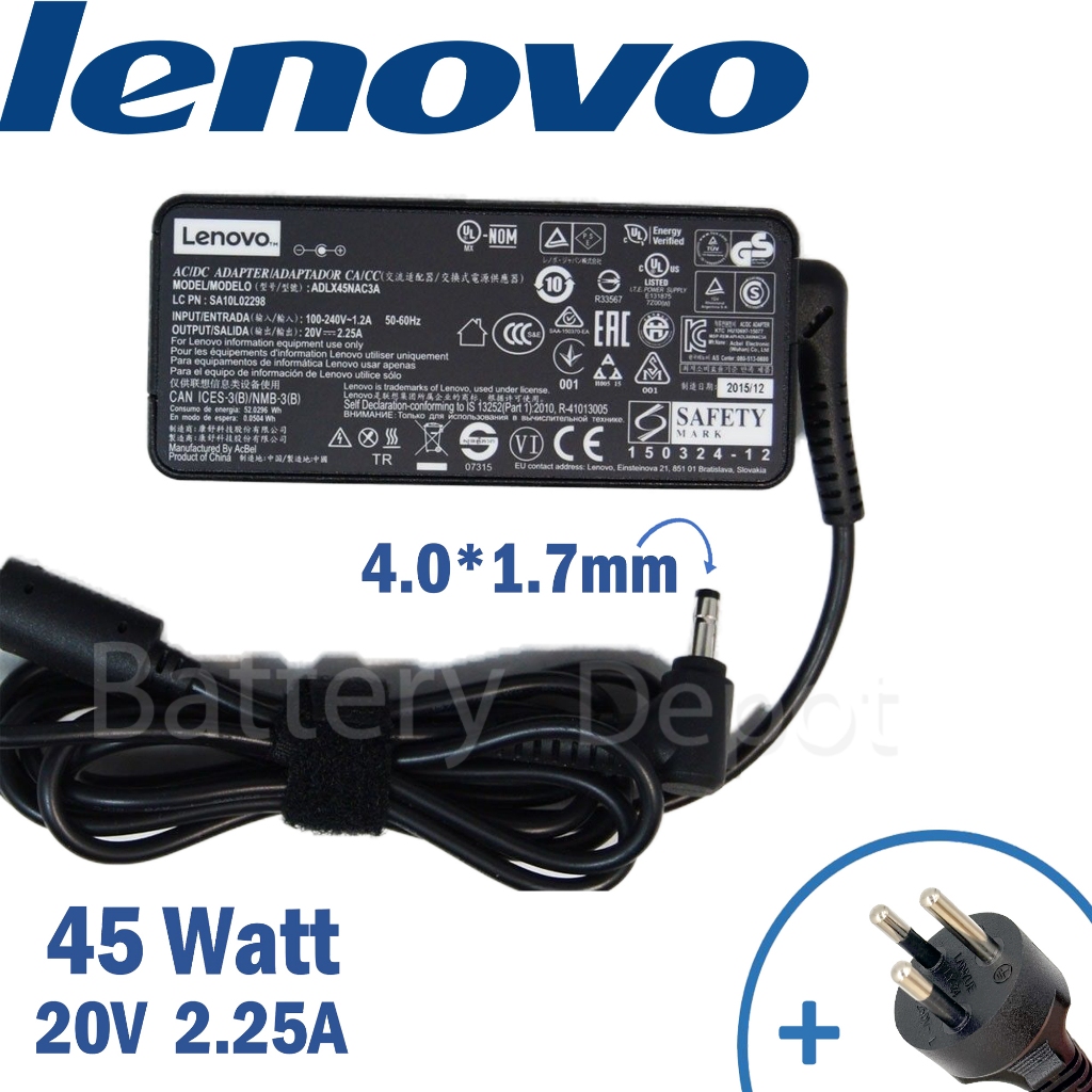 Lenovo Adapter ของแท้ Lenovo IdeaPad 100-14IBD 100-14IBY 120S-11IAP 120S-14IAP สายชาร์จ Lenovo 45w 4.0 อะแดปเตอร์