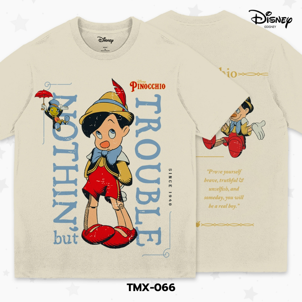 เสื้อยืด สตรีทแฟชั่น Disney - Pinocchio ลิขสิทธิ์แท้100% Disney's คอกลม แขนสั้น (TMX-066)