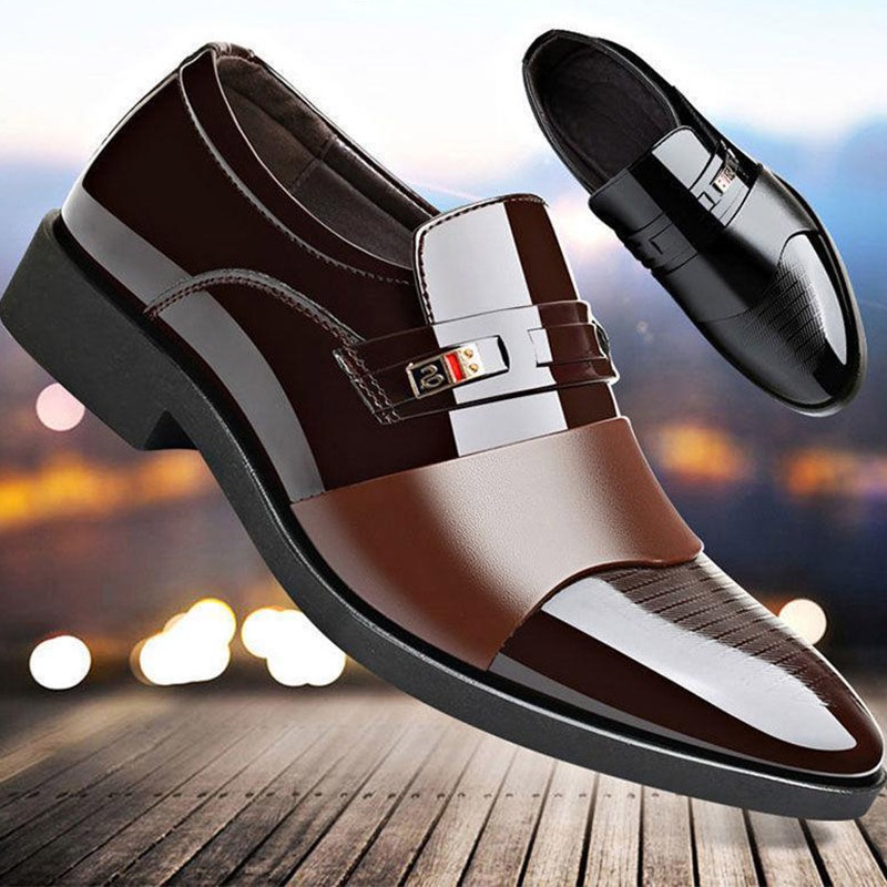 Intelscore 👞รองเท้าหนังธุรกิจลำลองสำหรับบุรุษ👞นุ่มสบาย หัวแหลม พื้นนุ่ม สีดำ/น้ำตาล ไซส์ 39-44~