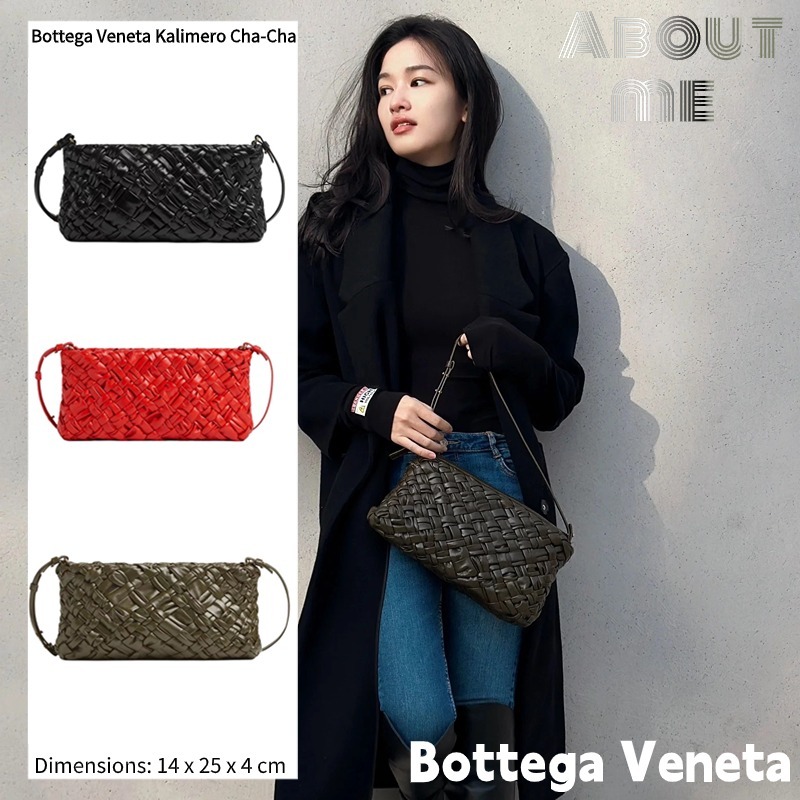 💯บอตเตก้า เวเนต้า Bottega Veneta Kalimero Cha-Cha กระเป๋าถือผู้หญิง BV กระเป๋าสาน