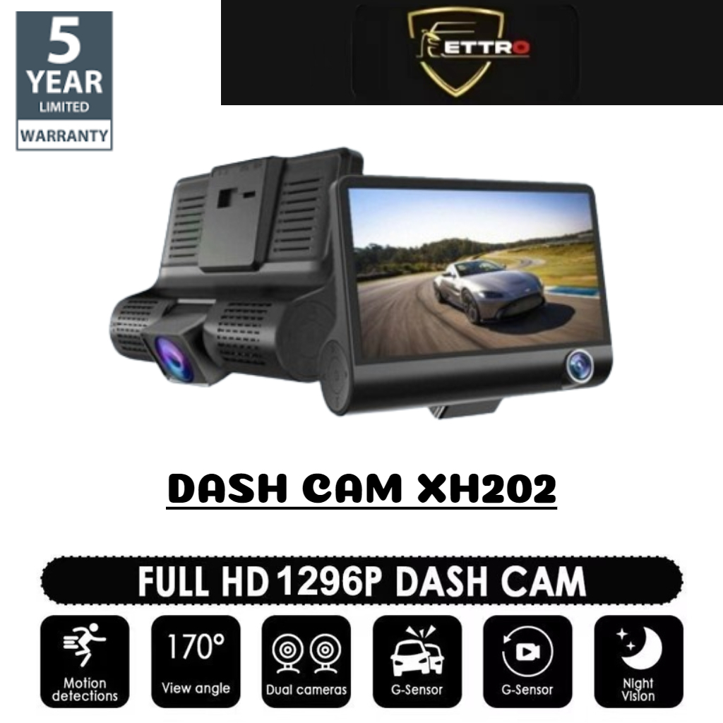 Dash Cam XH202   พร้อมเครื่องบันทึกติดรถยนต์ Full HD 1080p Dual-Channel