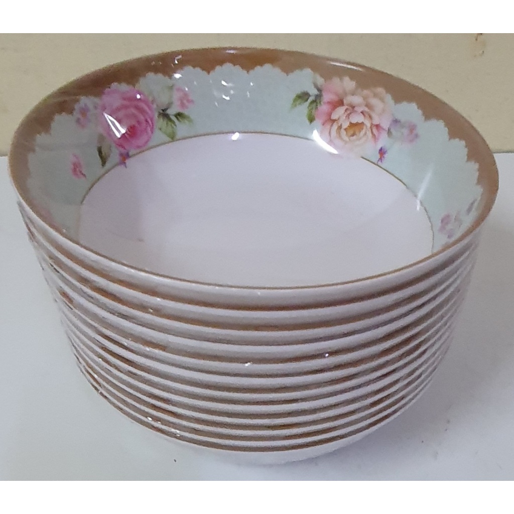 112 ชามใบบัวลายดอกขนาด 7นิ้ว ราคาโหลละ(12ใบ)