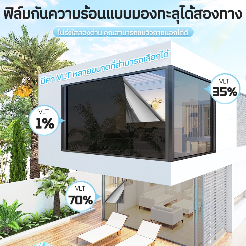 [ซีรีส์ฟิล์มกันแดด]Window Film ฟิล์มติดอาคาร ยาว 2 เมตร  ติดกระจก รถยนต์ กรองแสง กันความร้อน ฟิล์มปรอท กันรังสี UV แบบกา - รูปที่ 2