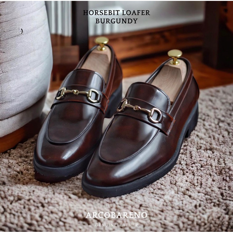 702 Arcobareno Horsebit Loafer Burgundy Black Soles