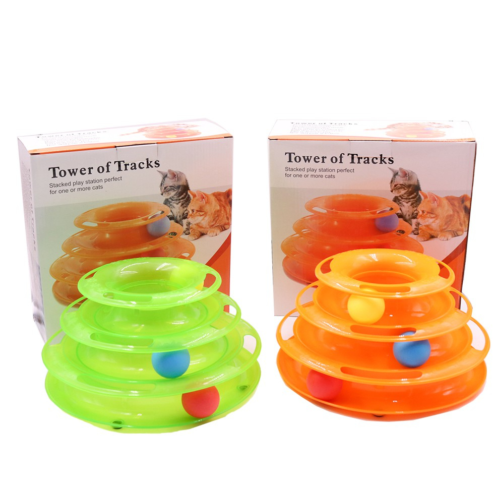 Thai.Th ของเล่นแมว รางบอลแมวเทาเวอร์ 3 ชั้น พร้อมลูกบอล ของเล่นสัตว์เลี้ยง HS050