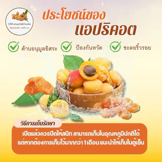 แอปริคอต อบแห้ง ( Dried Apricot ) 500g. นำเข้าจากตุรกี ไม่มีน้ำตาล เนื้อหนึบ รสหวานอมเปรี้ยว