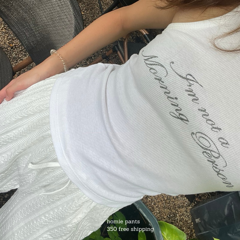 homie pants กางเกงสีขาวผ้าทอ