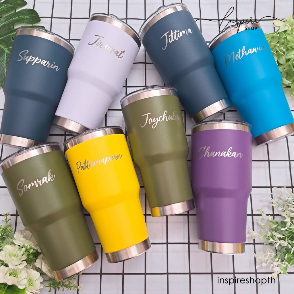 แก้วเก็บความเย็น 30oz. เลเซอร์ชื่อ ห่อของขวัญผูกโบว์